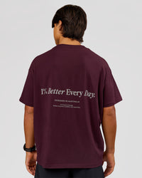 Man wearing VS26 1% Better FLXCotton Oversize Tee - Cherry Lacquer-Off White | Model:George | Size:M | Thumbnail Index: 1