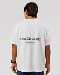 Man wearing VS26 Journey FLXCotton Oversize Tee - White-Black | Model:George | Size:M | Thumbnail Index: 2