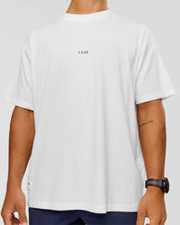 Man wearing VS26 Journey FLXCotton Oversize Tee - White-Black | Model:George | Size:M | Thumbnail Index: 7