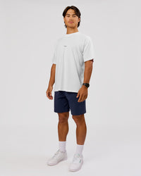 Man wearing VS26 Journey FLXCotton Oversize Tee - White-Black | Model:George | Size:M | Thumbnail Index: 12
