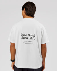 Man wearing VS26 MFBS FLXCotton Oversize Tee - White-Black | Model:George | Size:M | Thumbnail Index: 1