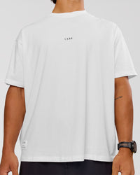 Man wearing VS26 MFBS FLXCotton Oversize Tee - White-Black | Model:George | Size:M | Thumbnail Index: 4