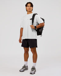 Man wearing VS26 MFBS FLXCotton Oversize Tee - White-Black | Model:George | Size:M | Thumbnail Index: 13