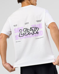 Man wearing Benchmark FLXCotton Oversized Tee - White-Pale Lilac | Model:Leandro | Size:M | Thumbnail Index: 7