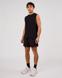 Man wearing Cadence MicroMotion Muscle Tank - Black | Model:Leandro | Size:M | Thumbnail Index: 4