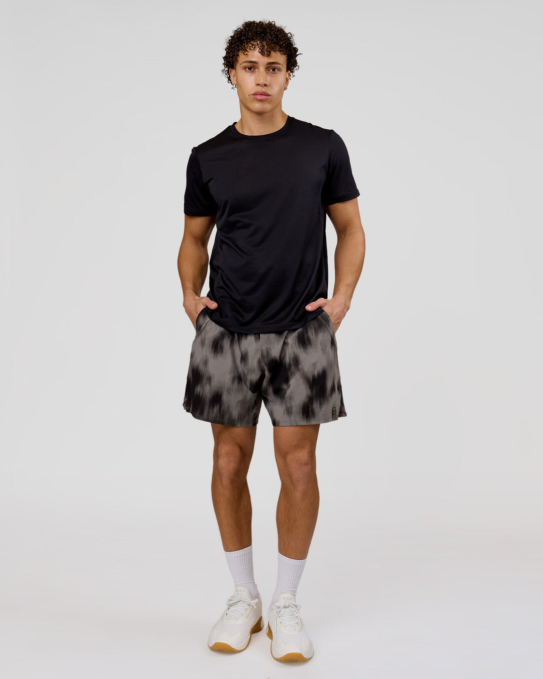 Man wearing Functional Training 7" Short - Bitmap Blur Storm Front | Model:Leandro | Size:M - view 6
