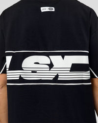 Man wearing Inline Heavyweight FLXCotton Oversized Tee - Black-White | Model:Leandro | Size:M | Thumbnail Index: 9