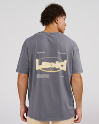 Man wearing Magma FLXCotton Oversize Tee  - Dark Storm Washed-Lemon | Model:Leandro | Size:M | Thumbnail Index: 1