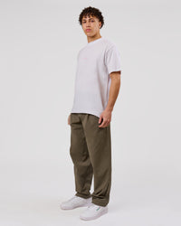 Man wearing Magma FLXCotton Oversize Tee  - White-Pink Rose | Model:Leandro | Size:M | Thumbnail Index: 11