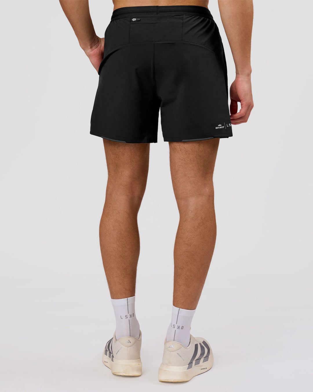 Man wearing Movember x LSKD Pace 5" Lined Running Short - Black | Model:Leandro | Size:M - view 11