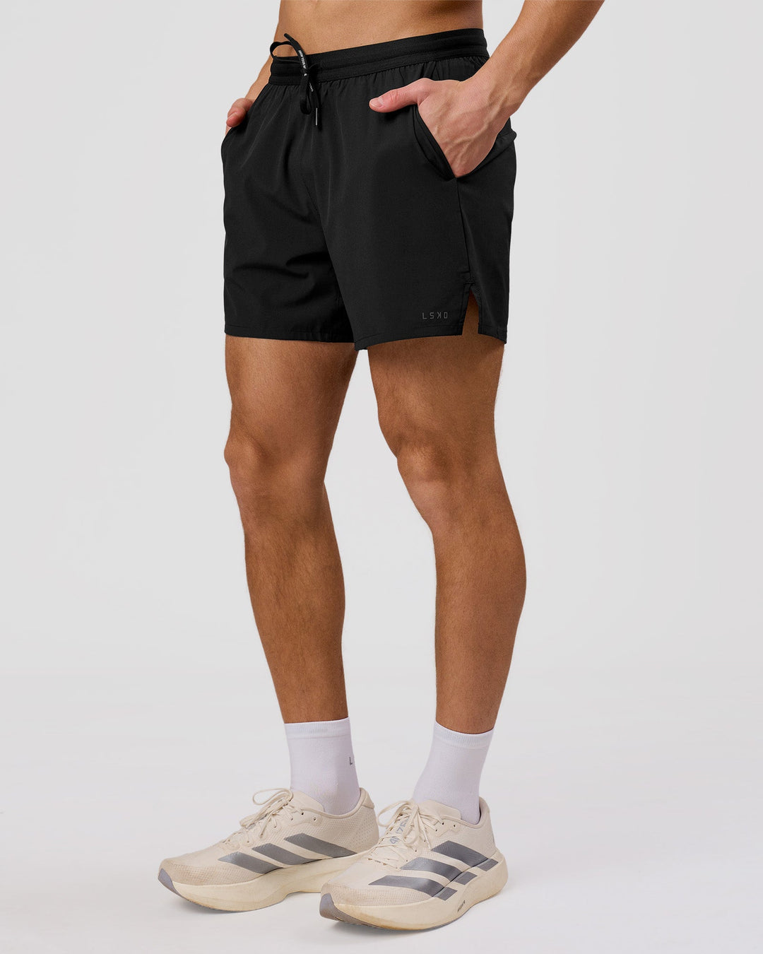 Man wearing Movember x LSKD Pace 5" Lined Running Short - Black | Model:Leandro | Size:M - view 13
