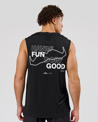Man wearing Movember x LSKD Rep Muscle Training Tank - Black | Model:Leandro | Size:M | Thumbnail Index: 0