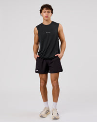 Man wearing Movember x LSKD Rep Muscle Training Tank - Black | Model:Leandro | Size:M | Thumbnail Index: 2