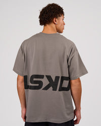 Man wearing Shadow Mark Heavyweight Oversized Tee - Storm Front-Onyx | Model:Leandro | Size:M | Thumbnail Index: 1