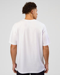 Man wearing VS1 Enjoy The Journey FLXCotton Oversize Tee - White | Model:Leandro | Size:M | Thumbnail Index: 5