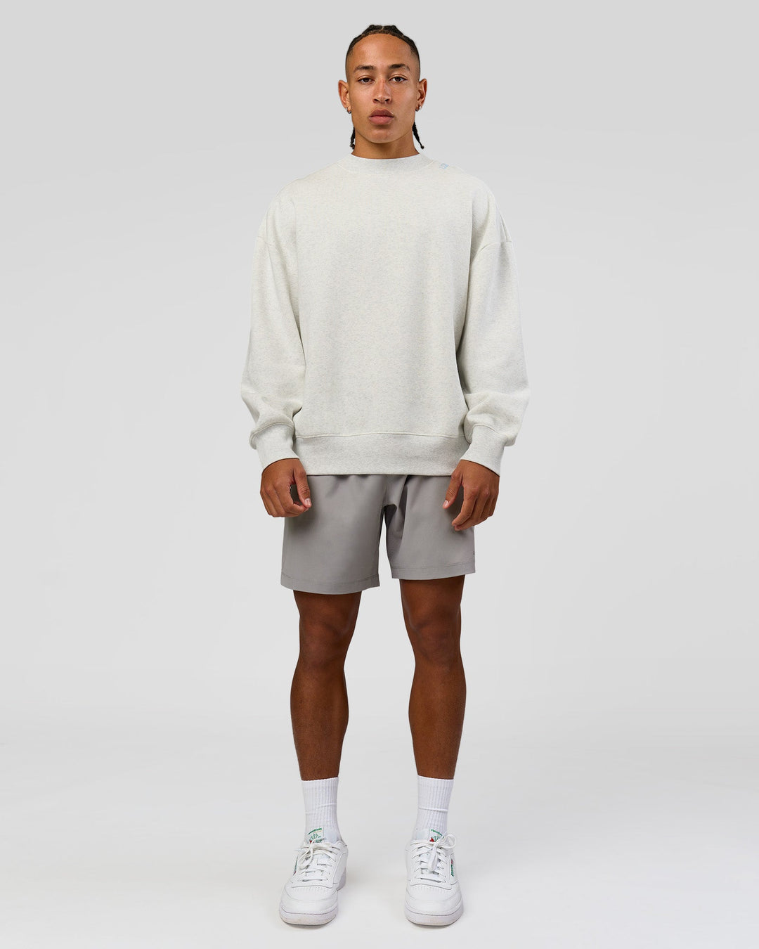 Man wearing Strong is Beautiful Oversized Sweater - Silver Marl | Model:Malebo | Size:M - view 5