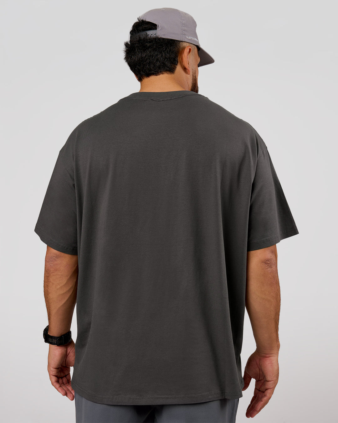 Man wearing VS6 1% Better Fathers Day FLXCotton Oversized Tee - Dark Storm | Model:Jordan | Size:XL - view 6