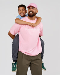 Man wearing VS6 1% Better Fathers Day FLXCotton Oversized Tee - Marshmallow | Model:Jordan | Size:XL | Thumbnail Index: 1