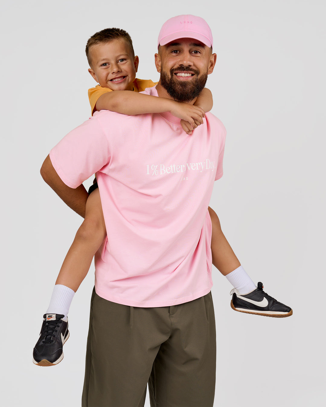 Man wearing VS6 1% Better Fathers Day FLXCotton Oversized Tee - Marshmallow | Model:Jordan | Size:XL - view 1