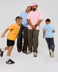 Man wearing VS6 1% Better Fathers Day FLXCotton Oversized Tee - Marshmallow | Model:Jordan | Size:XL | Thumbnail Index: 12