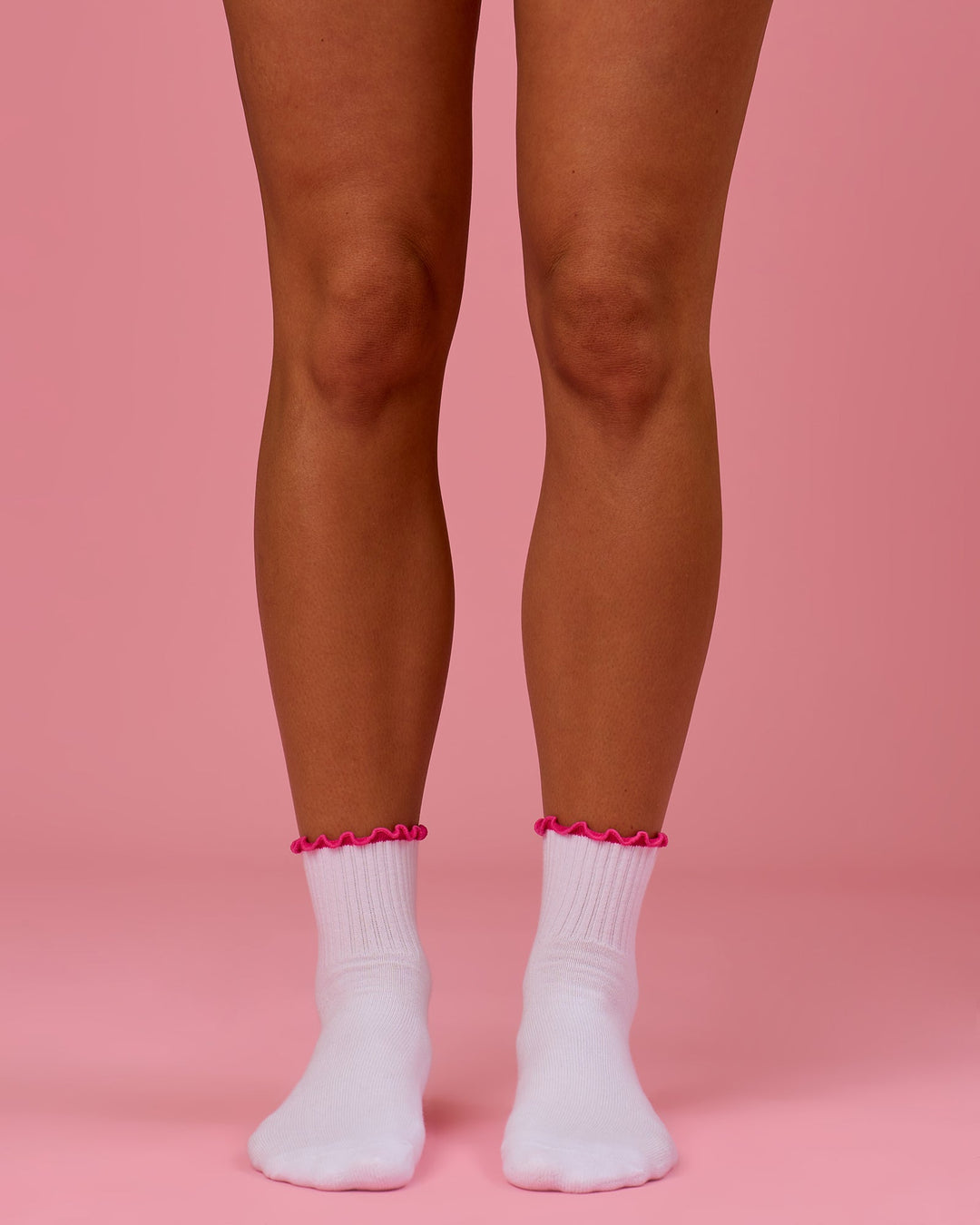 Studio image of BCAM Quarter Socks 3 Pack - White-Ultra Pink-Black - view 1