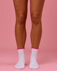 Studio image of BCAM Quarter Socks 3 Pack - White-Ultra Pink-Black | Thumbnail Index: 0