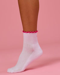 Studio image of BCAM Quarter Socks 3 Pack - White-Ultra Pink-Black | Thumbnail Index: 1