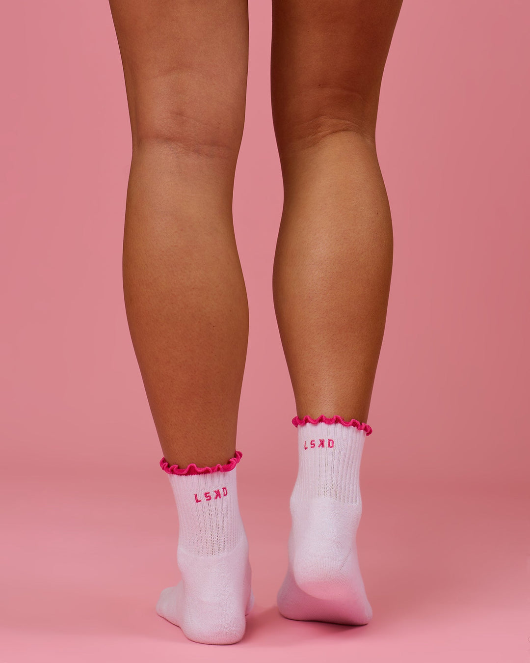 Studio image of BCAM Quarter Socks 3 Pack - White-Ultra Pink-Black - view 6