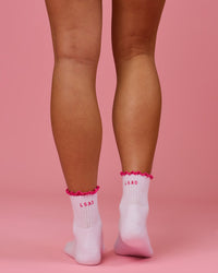 Studio image of BCAM Quarter Socks 3 Pack - White-Ultra Pink-Black | Thumbnail Index: 5