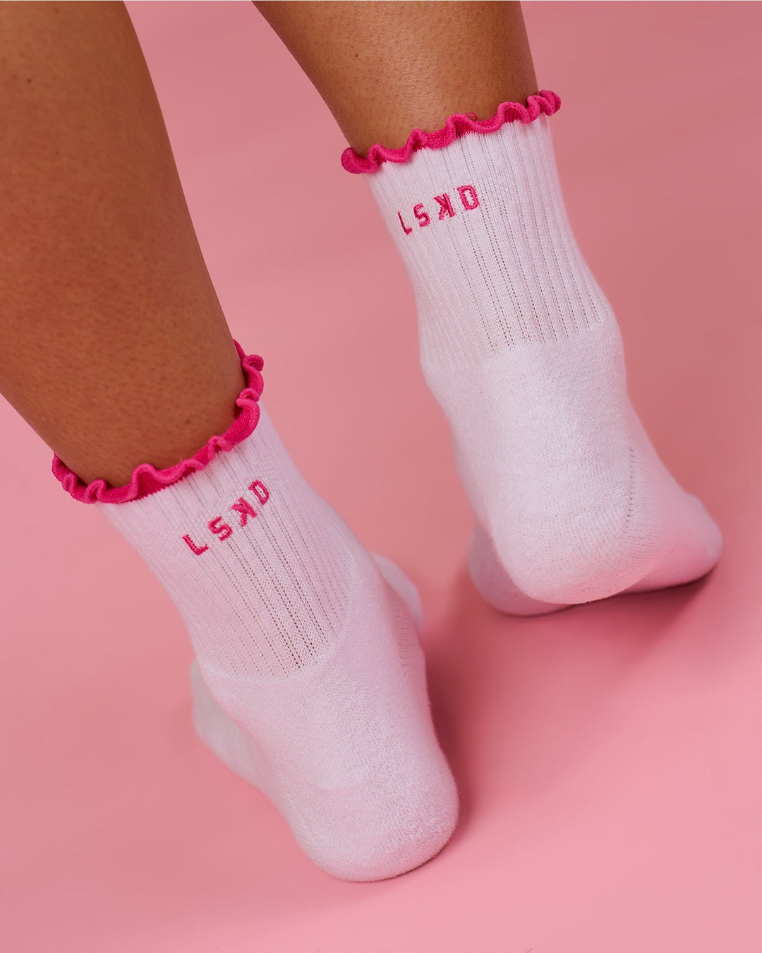 Studio image of BCAM Quarter Socks 3 Pack - White-Ultra Pink-Black - view 7