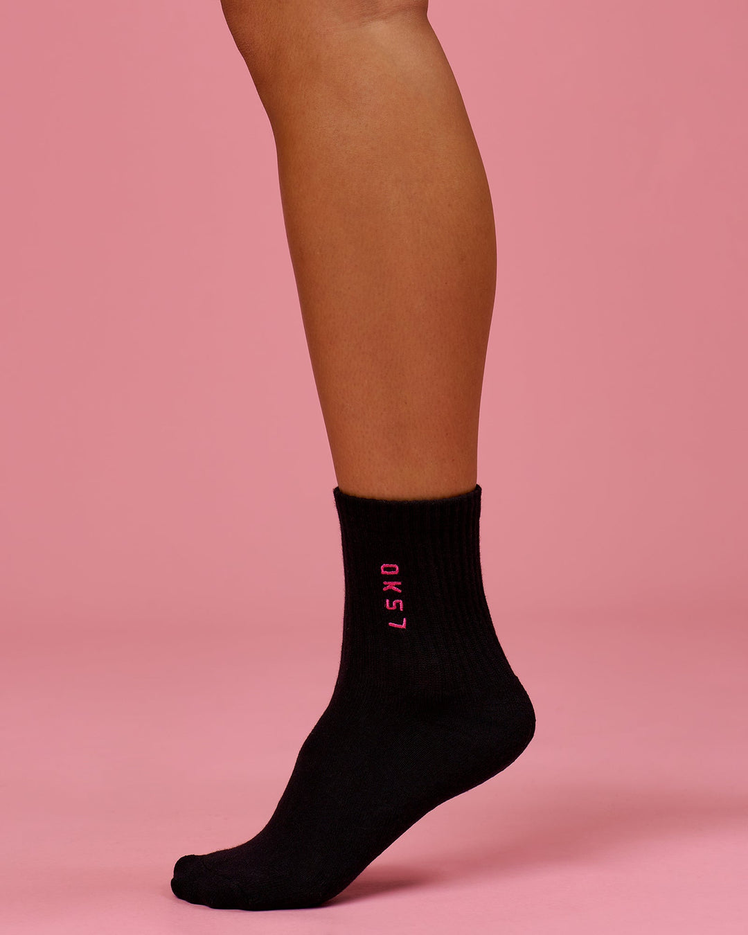 Studio image of BCAM Quarter Socks 3 Pack - White-Ultra Pink-Black - view 15