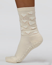 Studio image of Cupid Crew Pilates Socks 2.0 - Ivory | Thumbnail Index: 0