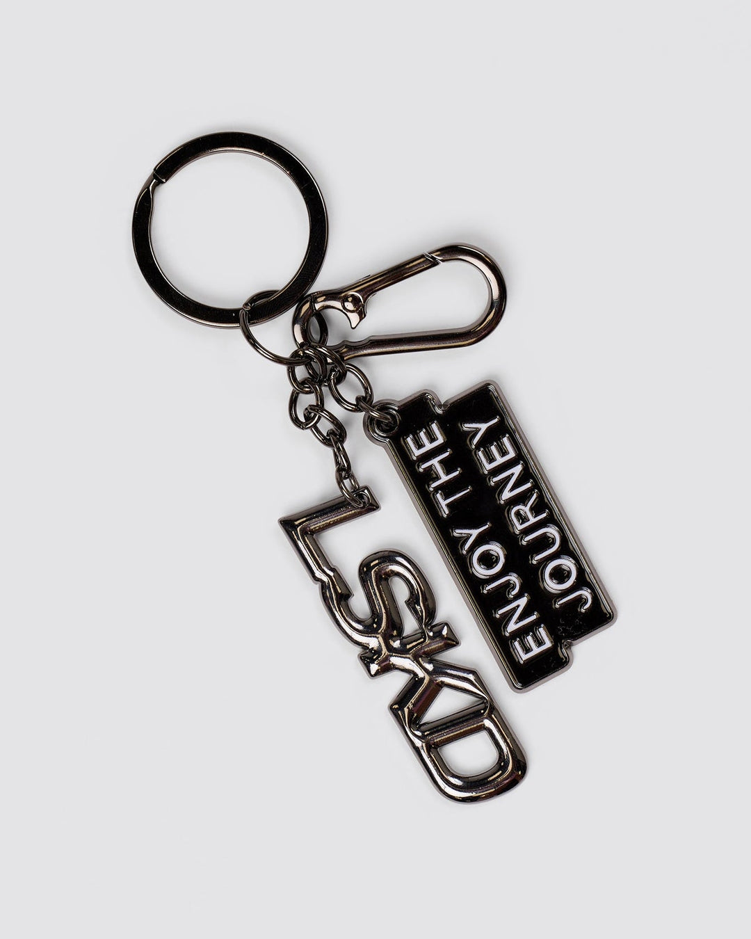 Studio image of Enjoy The Journey Key Ring - Black-Gun Metal - view 1