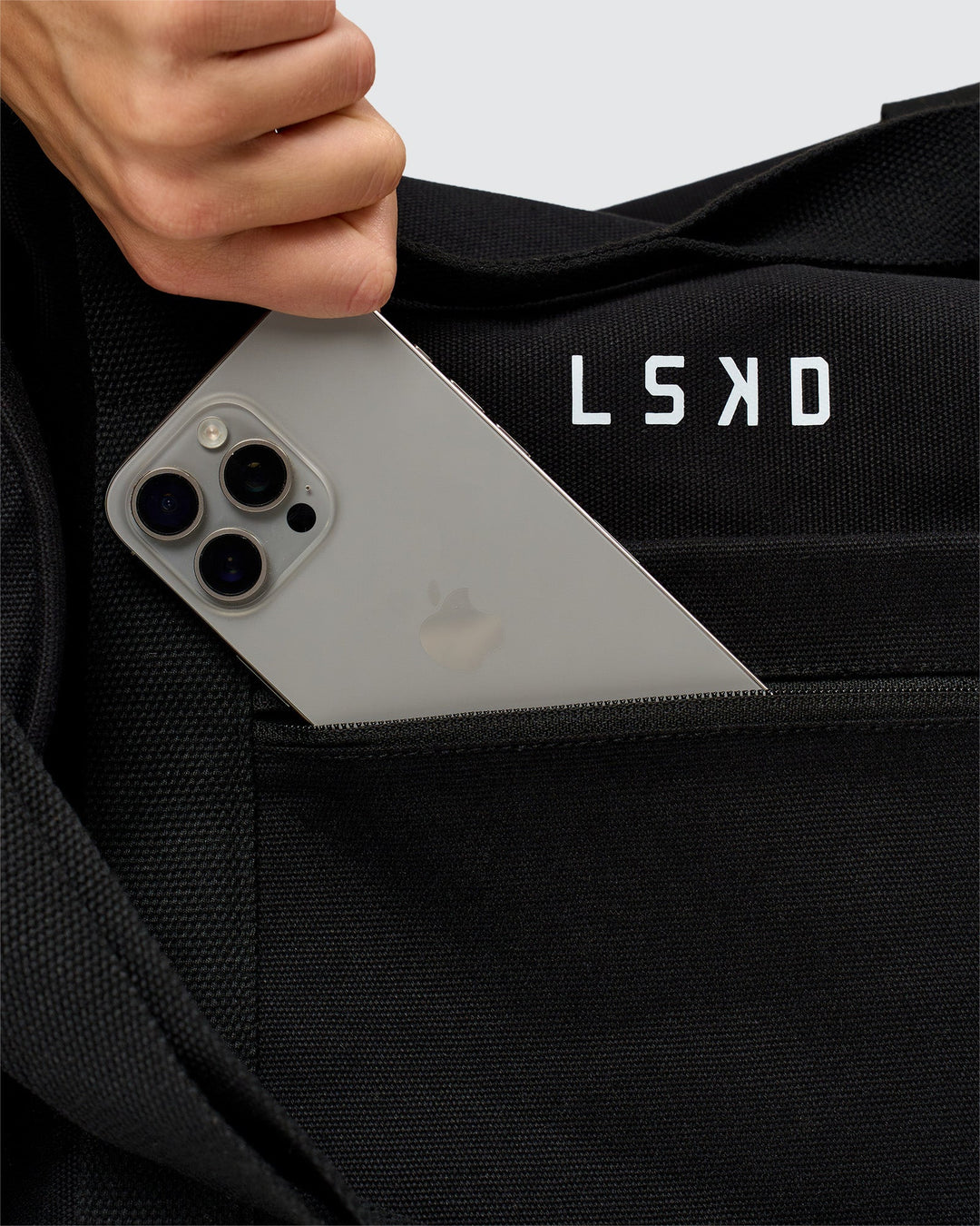 Studio image of Everywhere  Canvas Duffle - Black-White - view 5