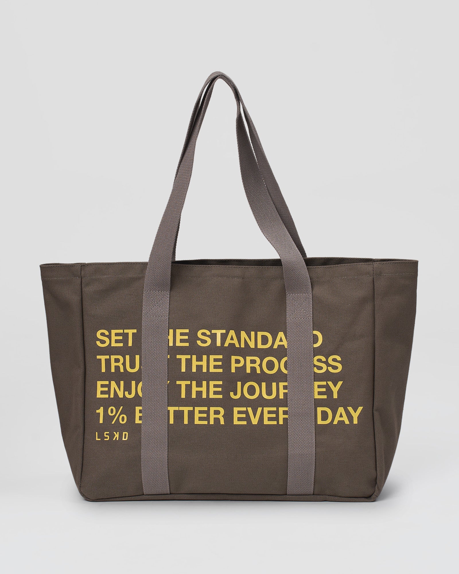 Studio image of Everywhere Canvas Tote - Walnut Grey-Lemon
