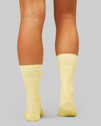 Studio image of Fast Performance Crew Socks 2.0 - Lemon-White | Thumbnail Index: 1
