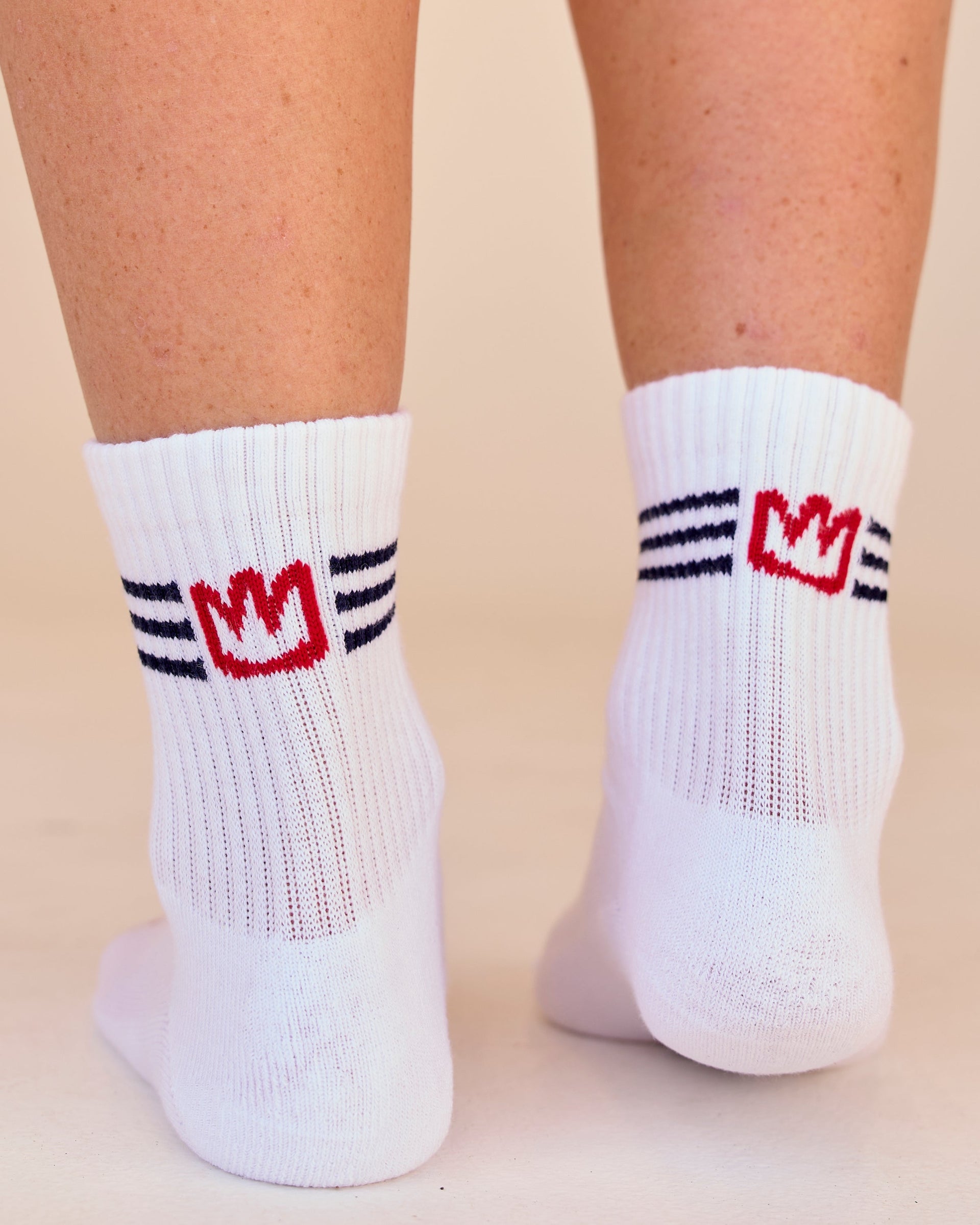 Studio image of Greatest of All Time Quarter Socks - White-Multi