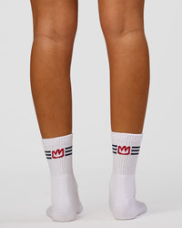 Studio image of Greatest of All Time Quarter Socks - White-Multi | Thumbnail Index: 6