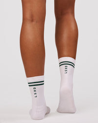 Studio image of Here Now Performance Quarter Socks - Midnight Green | Thumbnail Index: 0