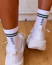 Studio image of Here Now Performance Quarter Socks - Midnight Green | Thumbnail Index: 2