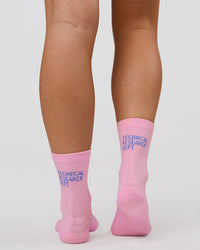 Studio image of Hype Performance Quarter Socks - Pink Rose-Bluebell | Thumbnail Index: 2