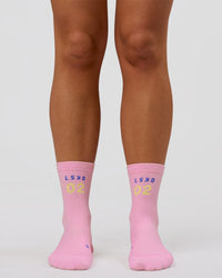 Studio image of Hype Performance Quarter Socks - Pink Rose-Bluebell | Thumbnail Index: 5