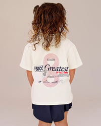 Studio image of Kids Greatest of All Time FLXCotton Tee - Off White Washed-Scarlet | Thumbnail Index: 0