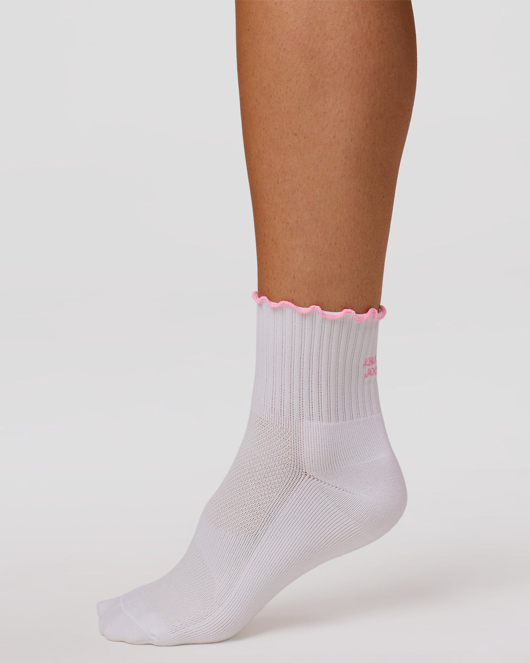 Studio image of Motion Performance Frill Socks - White-Pink Rose - view 3