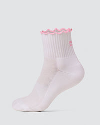 Motion Performance Frill Socks - White-Pink Rose | Thumbnail Index: 0