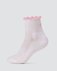 Motion Performance Frill Socks - White-Pink Rose | Thumbnail Index: 0