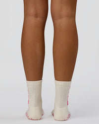 Studio image of Studio Pilates Grip Sock - Off White-Pink Rose | Thumbnail Index: 5