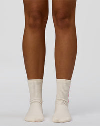 Studio image of Studio Pilates Grip Sock - Off White-Pink Rose | Thumbnail Index: 6