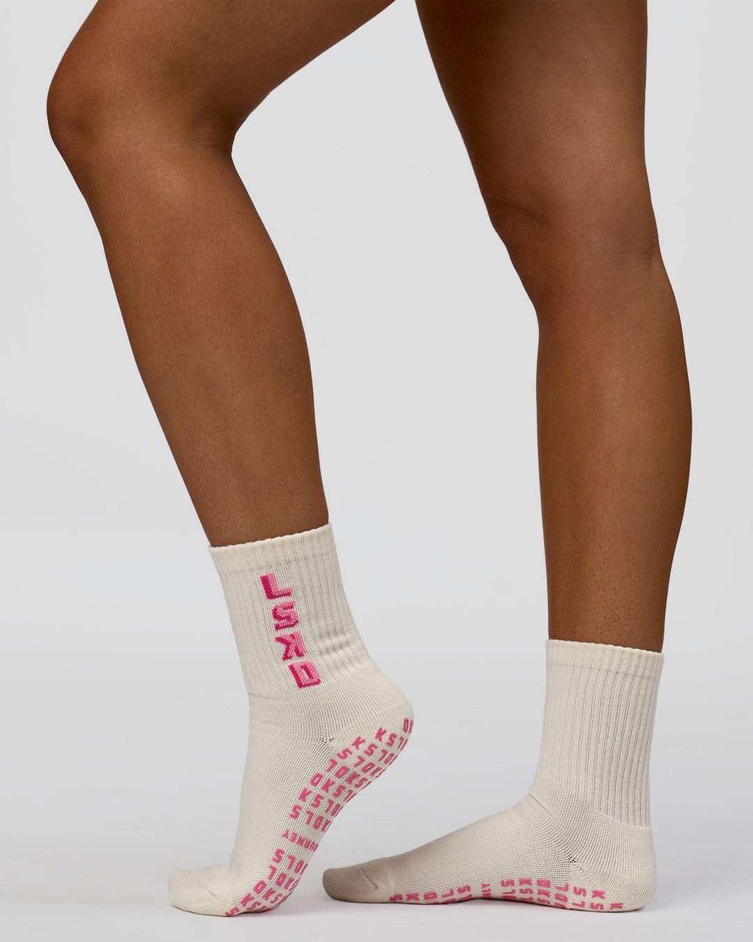 Studio image of Studio Pilates Grip Sock - Off White-Pink Rose - view 8