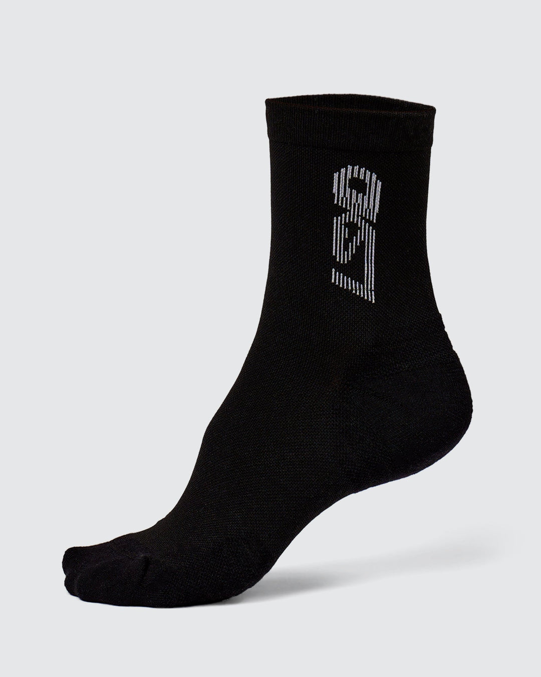 Studio image of Power Performance Quarter Socks - Black-White - view 1